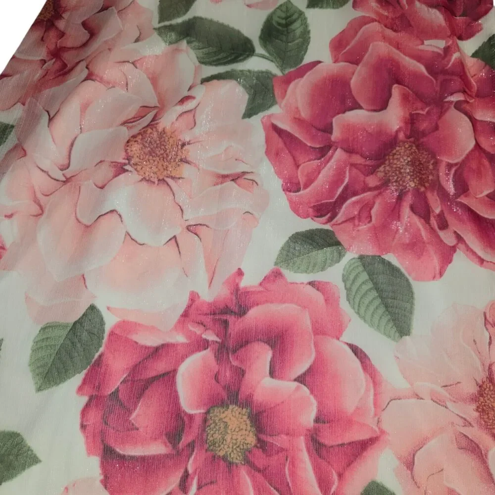 Crystal Doll Women Size‎ 5 Dress Floral Padded Pink Peony Slit Sleeveless Lined